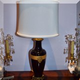 DL25. Embelleished black porcelain table lamp. 
